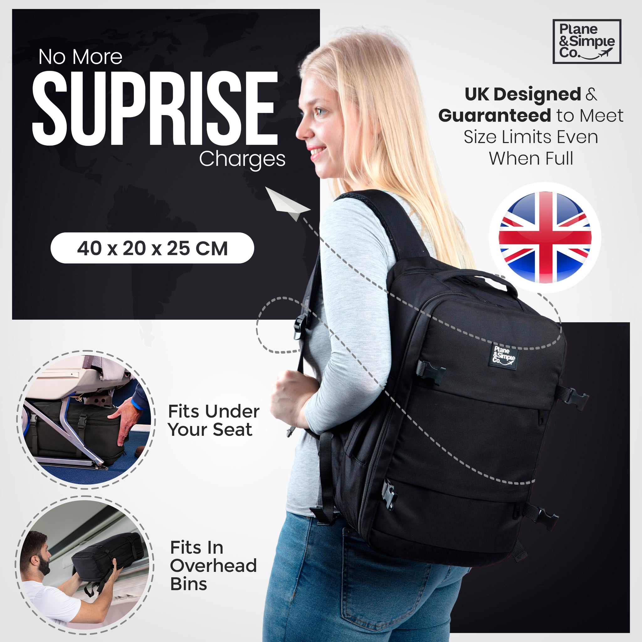 Ryanair Cabin Bags 40x20x25 20L Travel Backpack